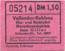 Vallendar-Koblenz - Motorbootsbetrieb Jean Gilles Vallendar - Fahrschein
