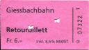 Giessbachbahn - Retourbillett Fr. 6.- Fahrschein
