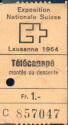 Telecanape Expo Lausanne - Fahrkarte Fr. 1.-
