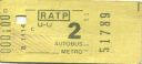 RATP Metro - Autobus - Billet Fahrkarte