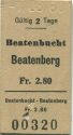 Standseilbahn - Beatenbucht Beatenberg - Fahrkarte