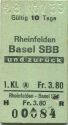Rheinfelden Basel SBB und zurück - Fahrkarte