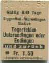 Fahrkarte - Siggenthal-Würenlingen Station - Tegerfelden