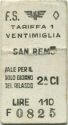 F.S. Ventimiglia San Remo - Biglietto Fahrkarte