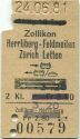 Zollikon Herrliberg-Feldmeilen Zürich Letten und zurück mit Bahn und Schiff - Fahrkarte