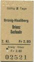 Brünig-Hasliberg Brienz Sachseln - Fahrkarte