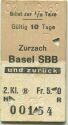 Zurzach - Basel SBB und zurück - Fahrkarte