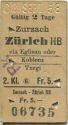 Zurzach Zürich HB via Eglisau oder Koblenz Turgi - Fahrkarte