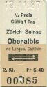 Zürich Selnau Oberalbis via Langnau-Gattikon - Fahrkarte