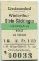 Fahrkarte - Streckenwechel 1961 - Winterthur Stein-Säckingen