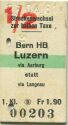 Fahrkarte - Streckenwechel zur halben Taxe 1961 - Bern HB Luzern