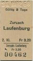 Zurzach Laufenburg - Fahrkarte 1968