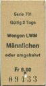LWM Luftseilbahn Wengen–Männlichen - Wengen Männlichen - Fahrkarte