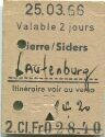Sierre Siders Laufenburg - Itineraire voir au verso - Fahrkarte