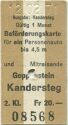 Goppenstein Kandersteg - Beförderungskarte für ein Personenauto bis 4.5m - Fahrkarte