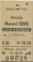 Netstal Basel SBB und zurück via Zürich Frick - Fahrkarte 1965