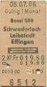 Basel SBB Schwaderloch Leibstadt Effingen und zurück - Fahrkarte