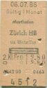 Marthalen Zürich via Winterthur und zurück - Fahrkarte