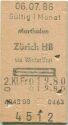 Marthalen Zürich via Winterthur und zurück - Fahrkarte