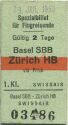 Spezialbillet für Flugreisende - Basel SBB Zürich via Frick - Fahrkarte