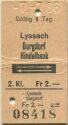 Lyssach Burgdorf Hindelbank und zurück - Fahrkarte