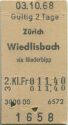 Zürich Wiedlisbach via Niederbipp - Fahrkarte