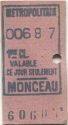 Metropolitain - Monceau - 1re Classe - Billet Fahrkarte