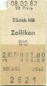 Zürich Zollikon einfach mit der Bahn - Fahrkarte