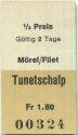 Mörel/Filet Tunetschalp einfach - Fahrkarte