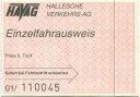 Halle - HAVAG Hallesche Verkehrs-AG - Einzelfahrschein