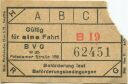 BVG - Fahrschein ca. 1948 - Gültig für eine Fahrt