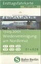 Ersttagsfahrkarte 17.09.2001 - Wiedervereinigung am Nordkreuz