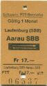 Schweizerische PTT-Betriebe - Laufenburg (SBB) Aarau SBB und zurück - Postauto-Fahrkarte