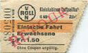 Kleinkabinen-Luftseilbahn von Roll Zürich - Fahrschein