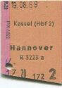 Kassel Hannover - Fahrkarte 1969