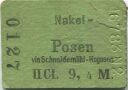 Polen - Posen - Nakel - Posen via Schneidemühl-Rogasen - Fahrkarte 2. Cl. 9,4M. 16.7.83 N2