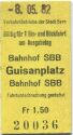Verkehrsbetriebe der Stadt Bern - Bahnhof Guisanplatz Bahnhof - Fahrkarte 1982