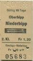 Oberbipp - Niederbipp - Fahrkarte 1968