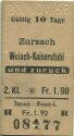 Zurzach - Weiach-Kaiserstuhl - Fahrkarte 2. Klasse 1958