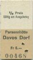 Parsennhütte Davos Dorf - Fahrkarte 1/2 Preis 1974 