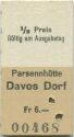 Parsennhütte Davos Dorf - Fahrkarte 1/2 Preis 1974