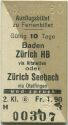 Ausflugsbillet zu Ferienbillet 1960 - Baden Zürich