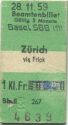 Beamtenbillet - Basel SBB Zürich via Frick - Fahrkarte