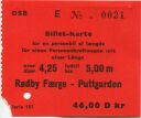 Danmark - Rodby Faerge - Puttgarden - Billet-Karte