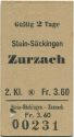 Stein-Säckingen Zurzach - Fahrkarte 1957