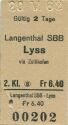 Langenthal SBB Lyss via Zollikofen - Fahrkarte
