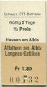 Schweizerische PTT-Betriebe - Hausen am Albis Affoltern am Albis Langnau-Gattikon - Fahrkarte
