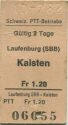 Schweizerische PTT-Betriebe - Laufenburg (SBB) Kaisten - Fahrkarte