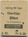 Oberbipp - Olten via Niederbipp und zurück - Fahrkarte