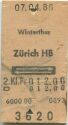 Winterthur - Zürich HB und zurück - Fahrkarte